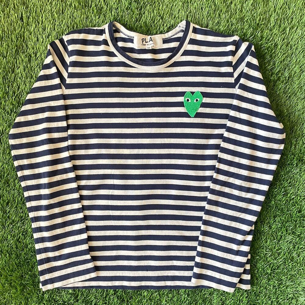 Women's CDG Navy Blue/White Stripes Long Sleeve Tee
